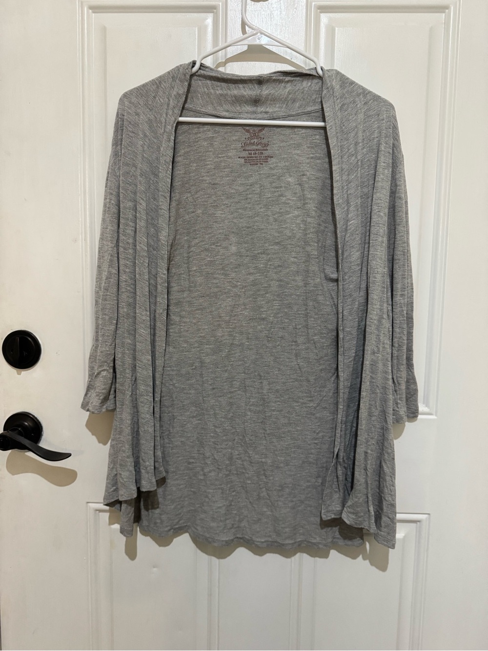Faded Glory Light Gray Open-Front Draped Cardigan